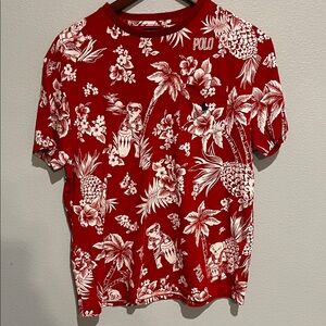 Polo by Ralph Lauren Red Tropical Print Men's Tee